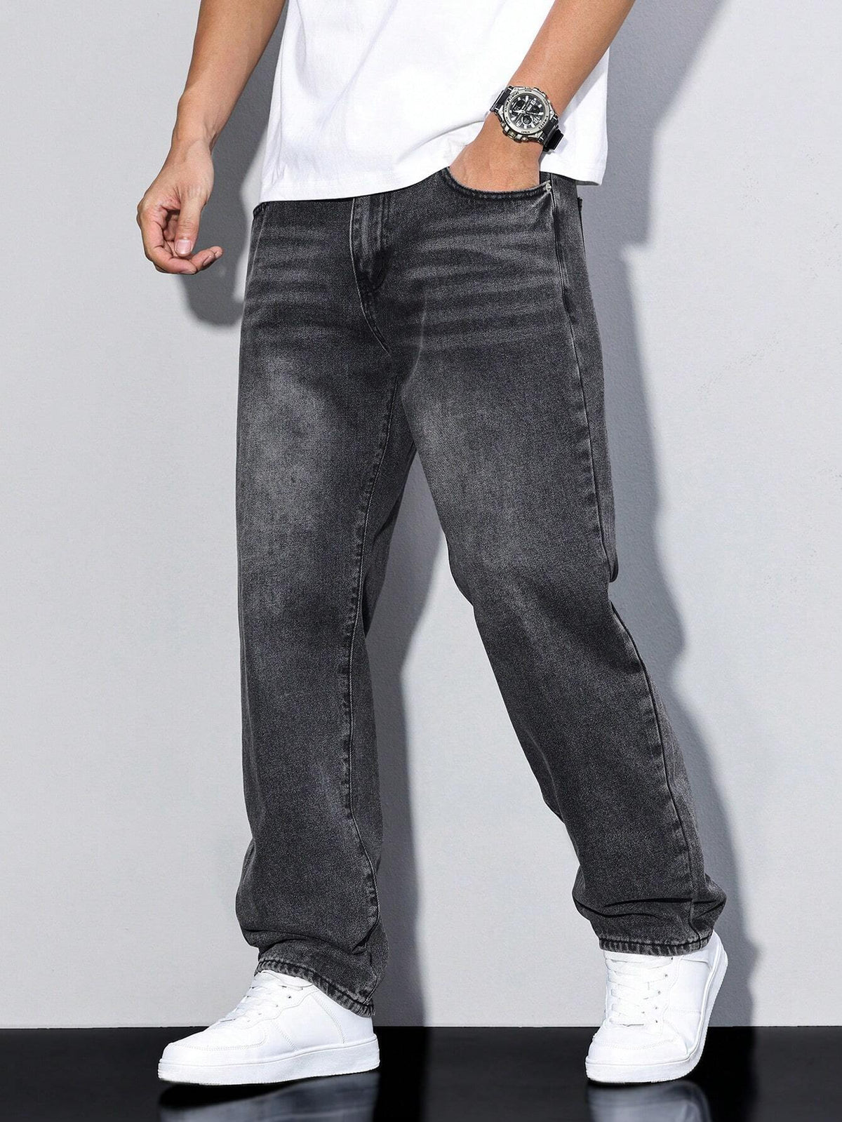 Lech | Spodnie jeansowe męskie straight fit - zdjęcie 12