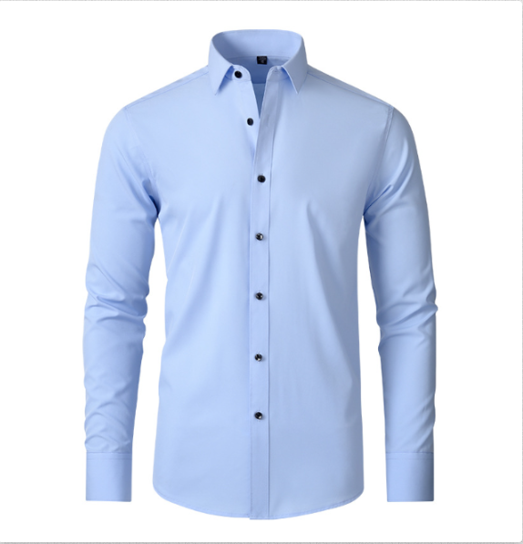 Melchior | Koszula męska z długim rękawem slim fit - Jasnoniebieski