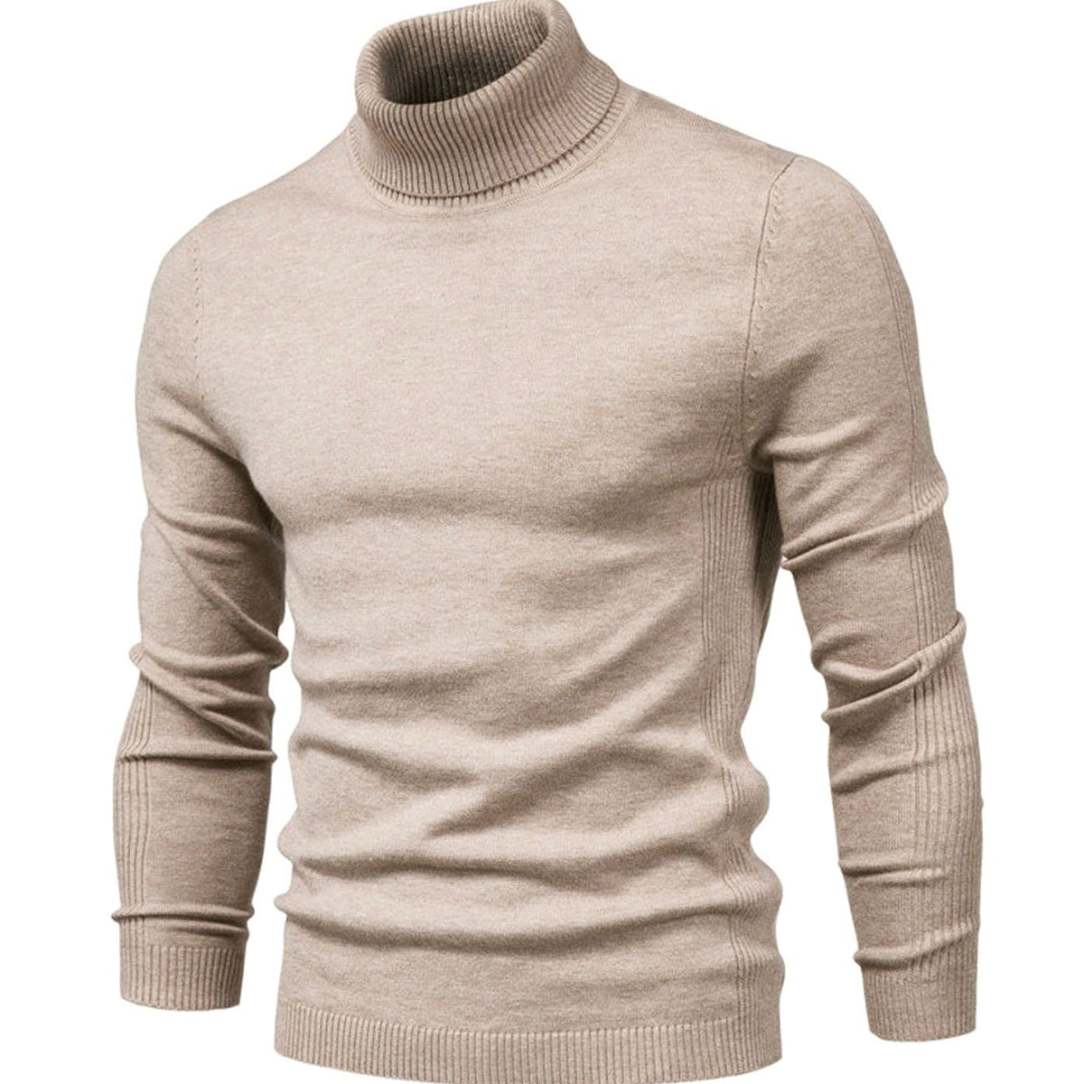 Tadeusz | Golf męski slim fit z dzianiny - Beżowy