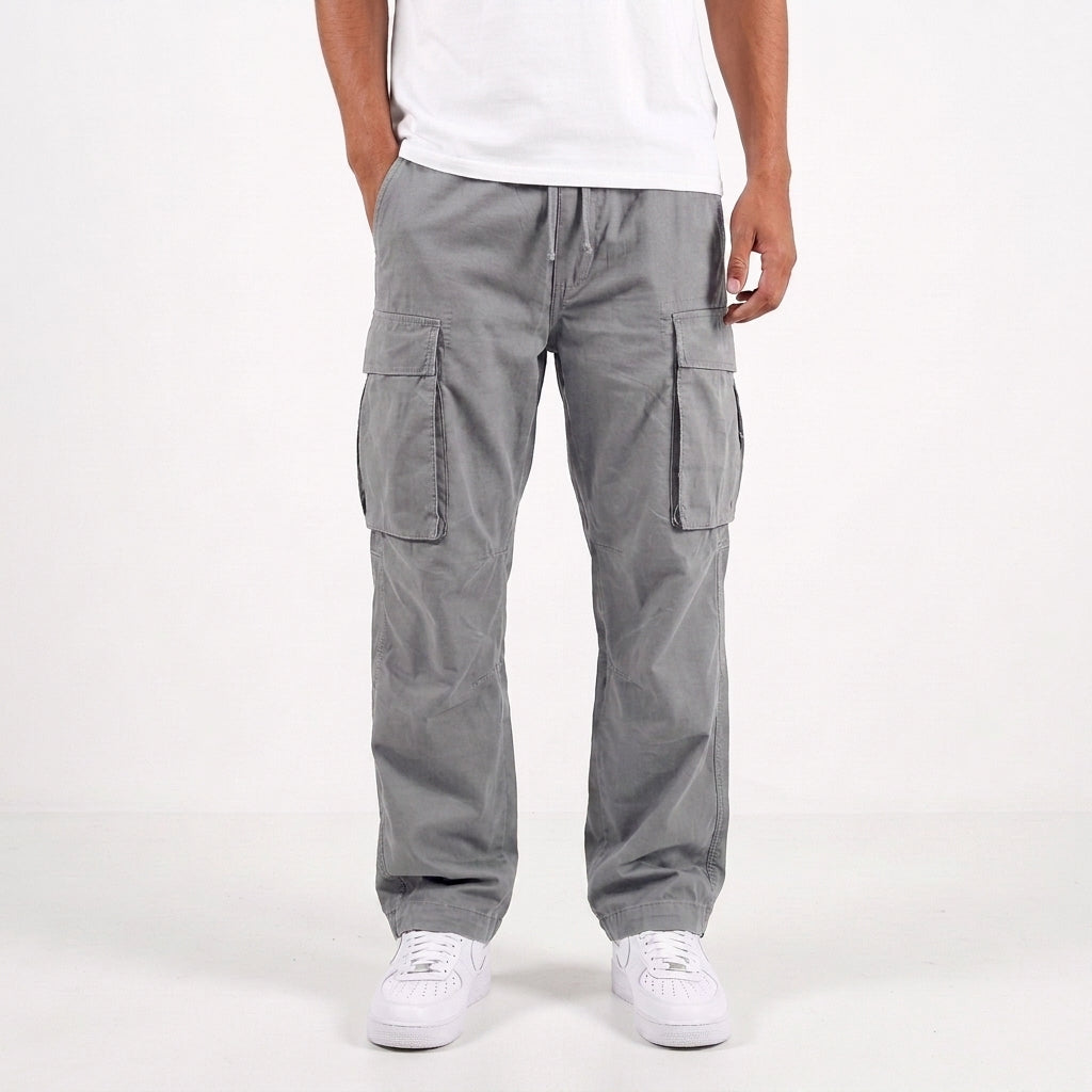 Alan | Spodnie cargo męskie relaxed fit - Jasnoszary