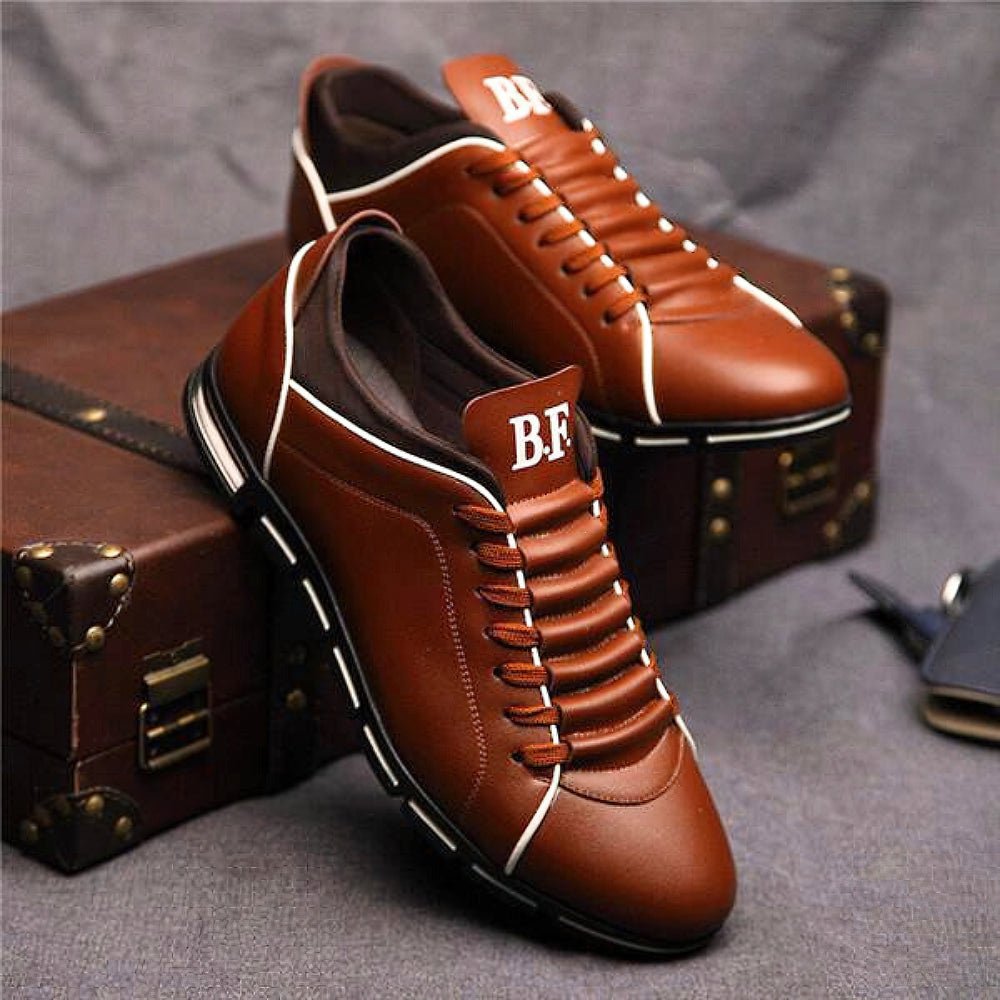 Ernest | Buty skórzane męskie casual - Ciemny brąz