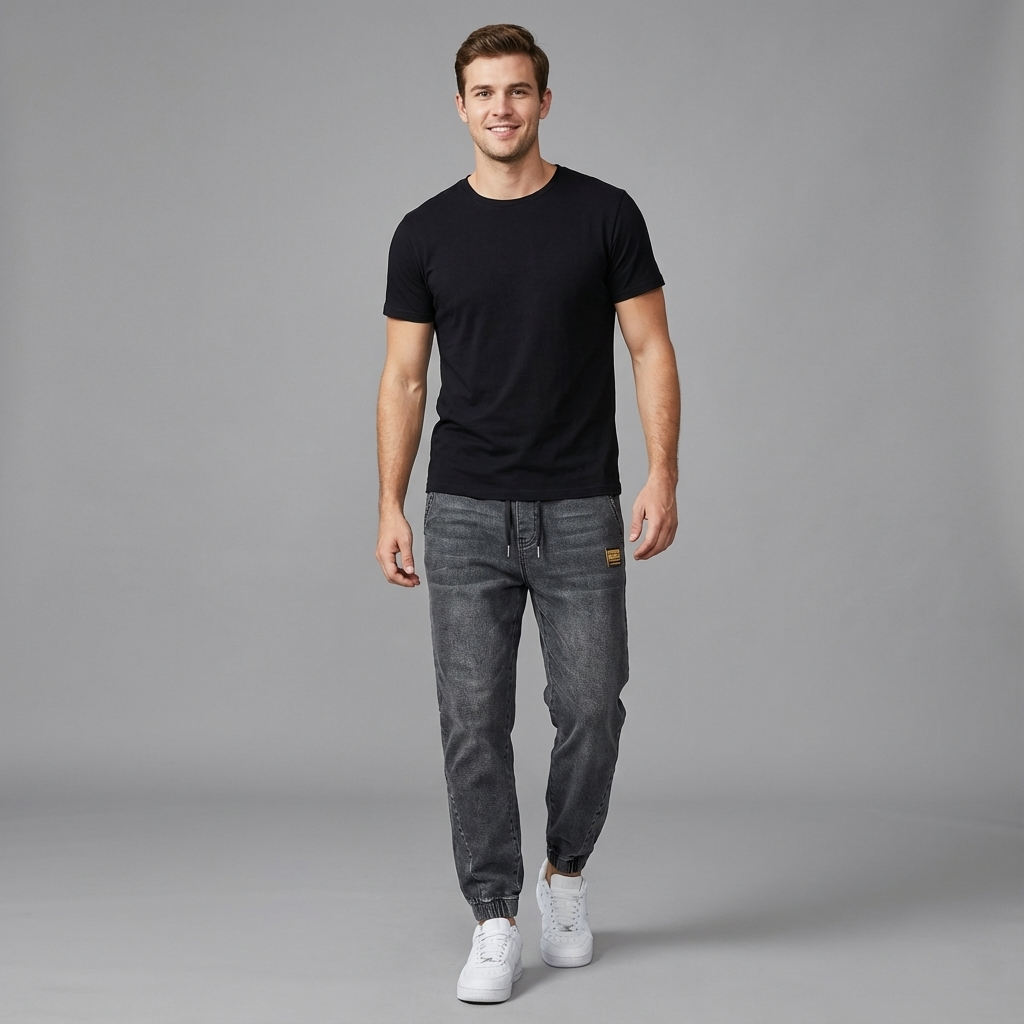Franciszek | Joggery jeansowe męskie - view 8
