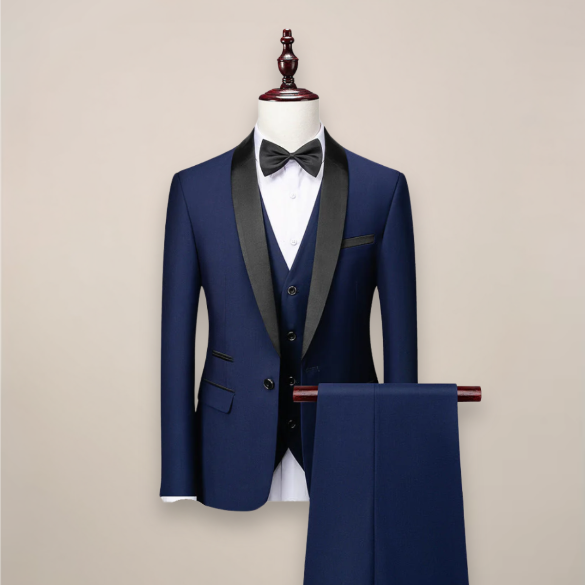 Janusz | Garnitur męski trzyczęściowy slim fit - Niebieski