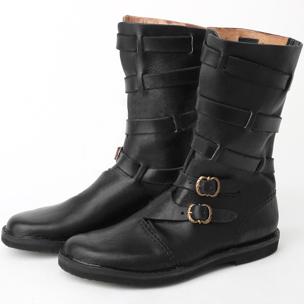 Kacper | Buty wysokie męskie w stylu wikingów - Czarny