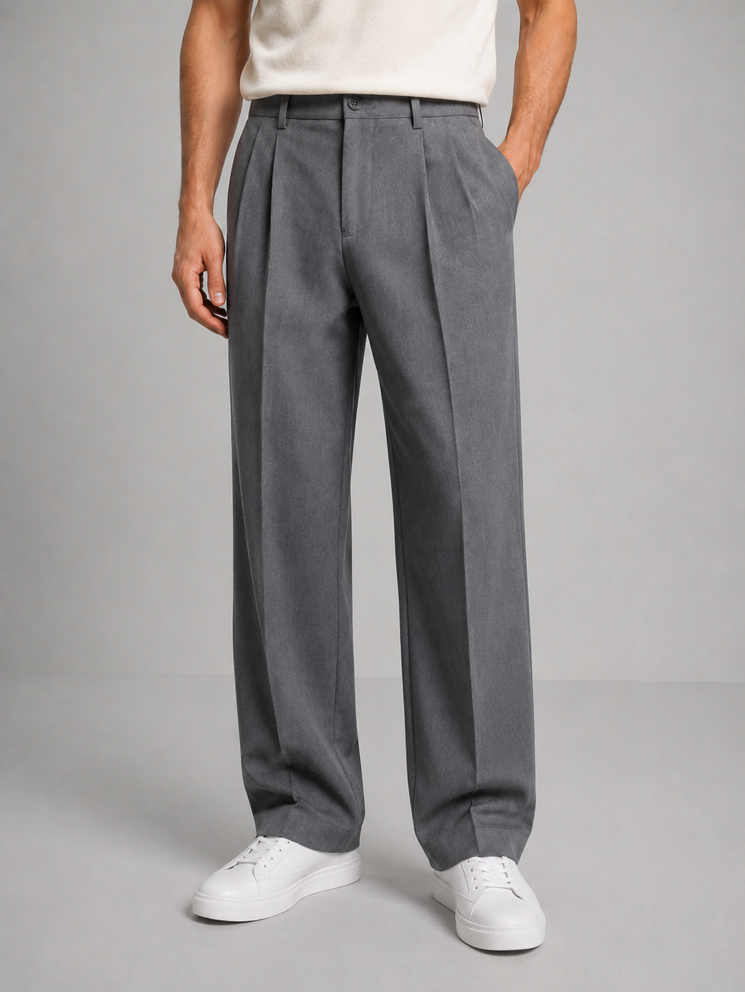 Ksawery | Spodnie męskie eleganckie z prostą nogawką - Szary
