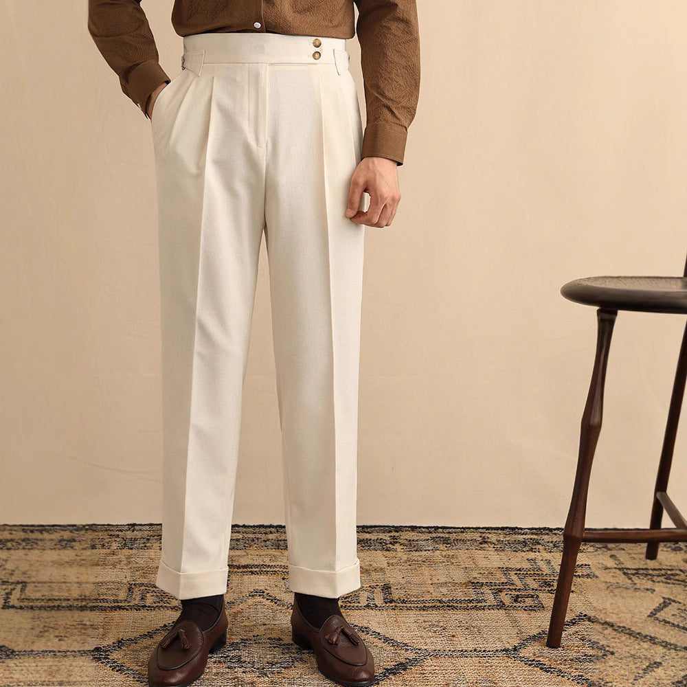 Leszek | Spodnie męskie eleganckie z wysokim stanem - zdjęcie 4