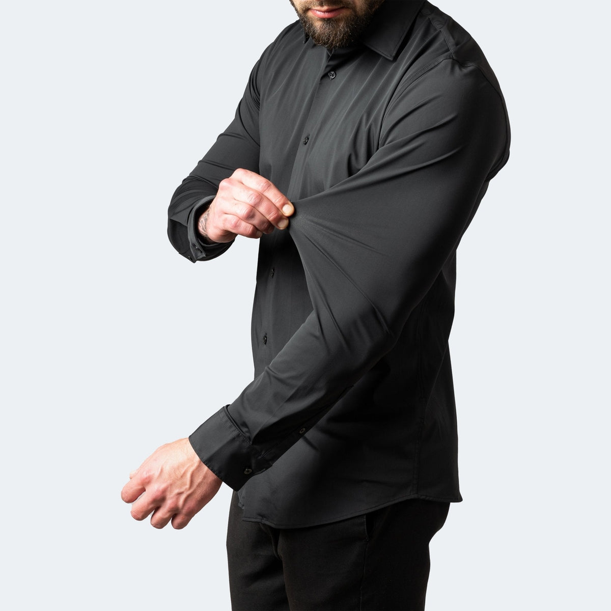 Melchior | Koszula męska z długim rękawem slim fit - Czarny