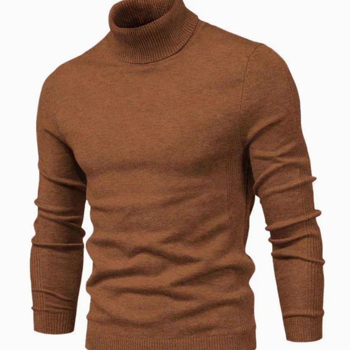 Tadeusz | Golf męski slim fit z dzianiny - Brązowy