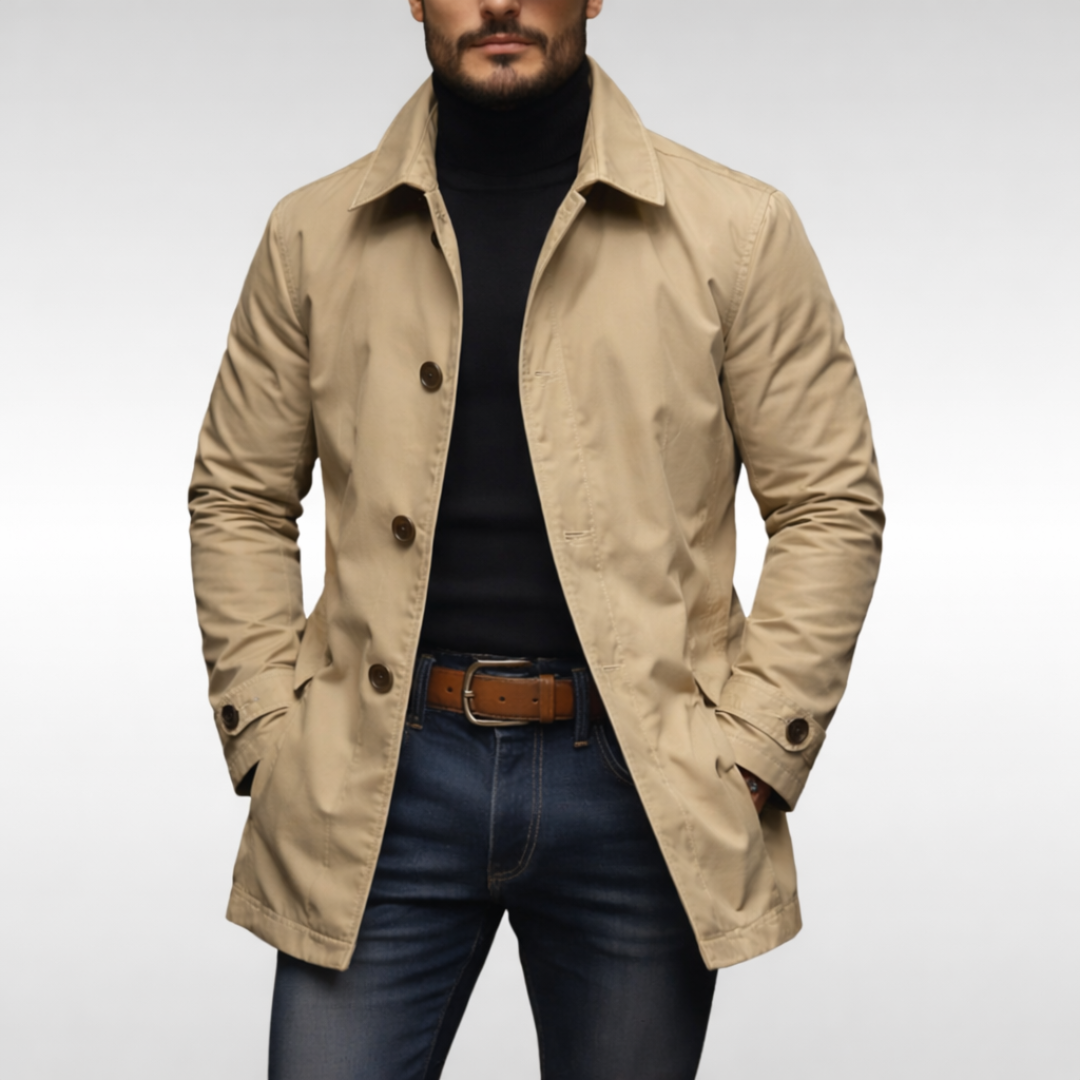 Tymon | Płaszcz męski przejściowy elegancki - Beige
