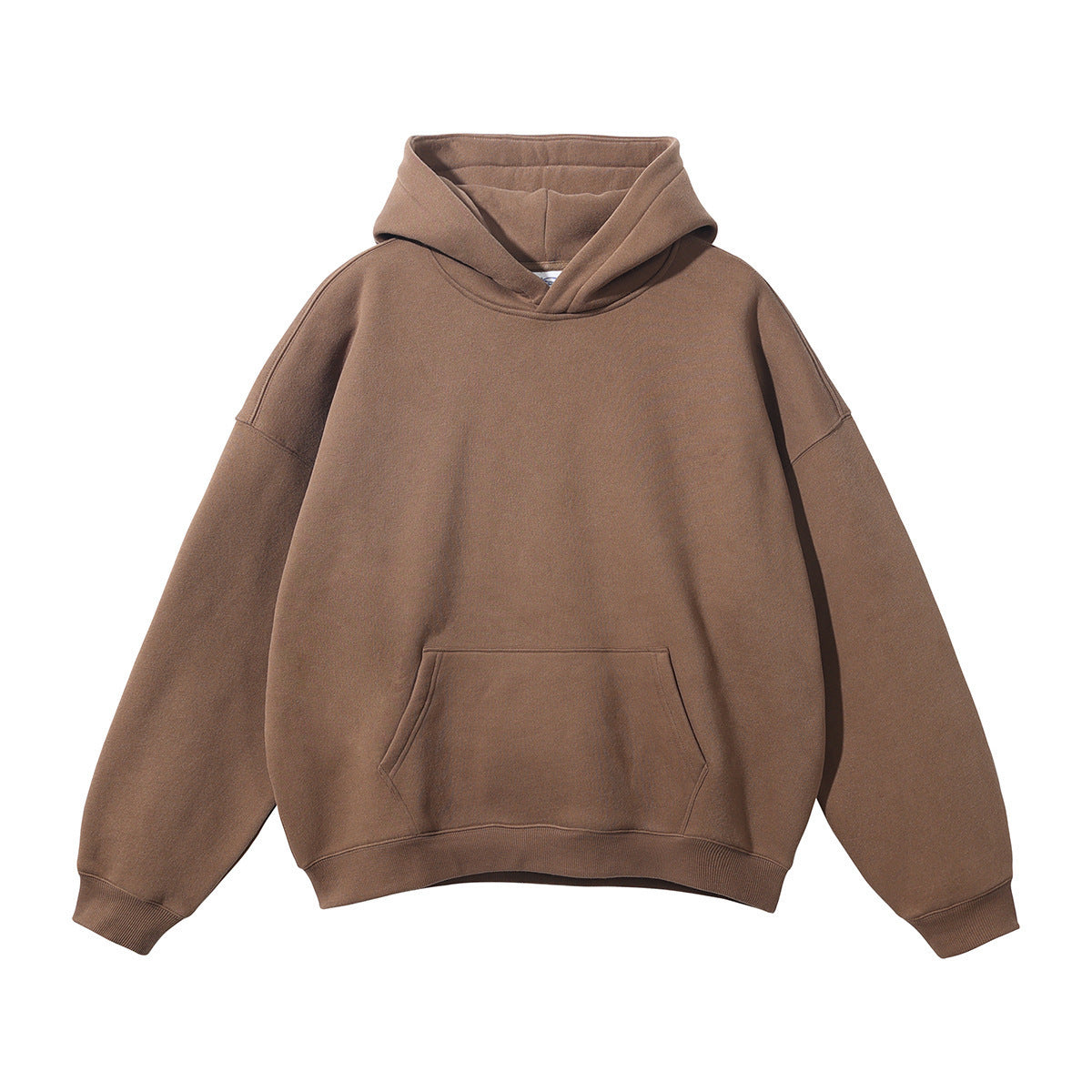 Wiesław | Bluza z kapturem oversize z bawełny organicznej - Bluza – wielbłądzia, obniżona linia ramion